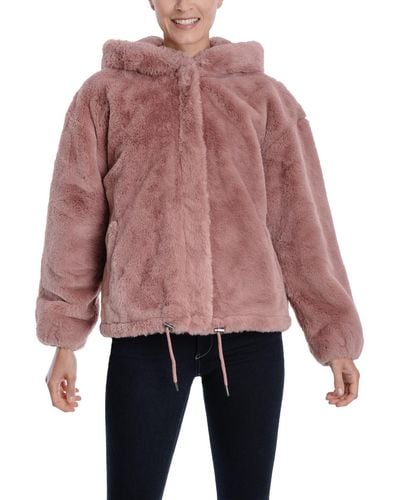 Lucky Brand Lightweight Cold Weather Faux Fur Coat - Pink