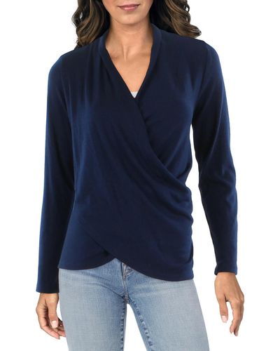 1.STATE Criss-cross Front V-neck Top - Blue