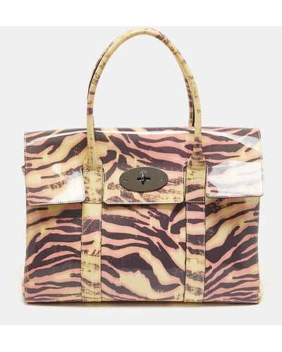 Mulberry /multicolor Zebra Print Patent Leather Bayswater Satchel - Pink