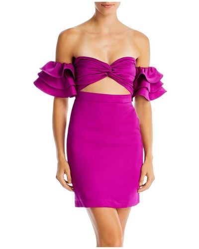 Yaura Fiyin Satin Off-the-shoulder Mini Dress - Pink