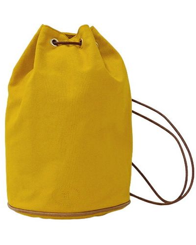 Hermès Polochon Canvas Backpack Bag (pre-owned) - Yellow