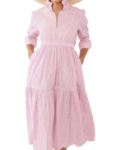 Gretchen Scott Teardrop Maxi Dress - Stripe Wash & Wear - Pink