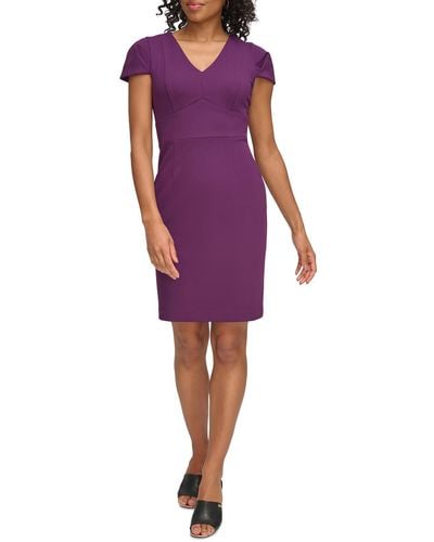 DKNY Petites Panel Crepe Sheath Dress - Purple