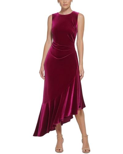 Eliza J Velvet Long Cocktail And Party Dress - Red