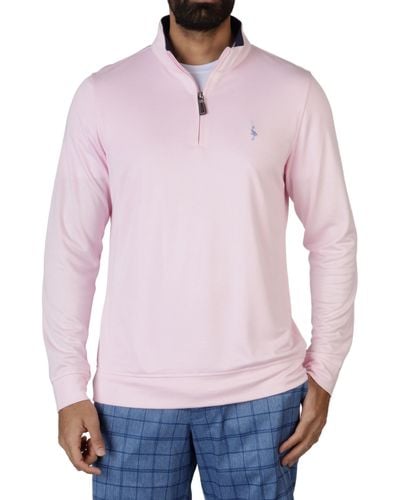 Tailorbyrd Solid Modal Quarter Zip Pullover - Pink