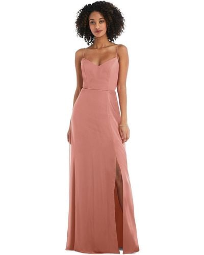 After Six Tie-back Cutout Maxi Dress With Front Slit - Pink
