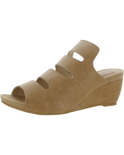 Bellini Whit Faux Leather Peep-toe Wedge Sandals - Brown
