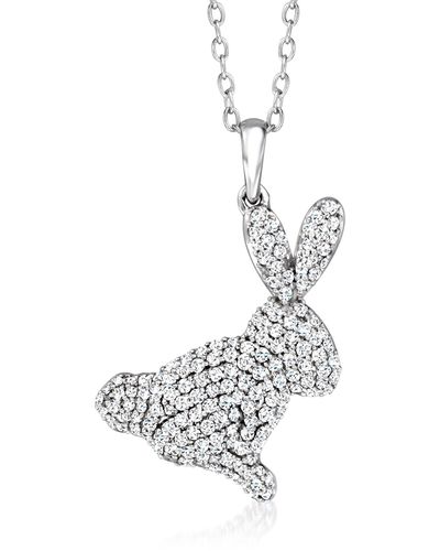 Ross-Simons Diamond Bunny Pendant Necklace - White