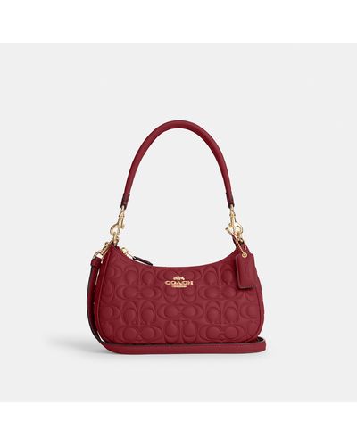 COACH Teri Shoulder Bag In Signature Leather - Red
