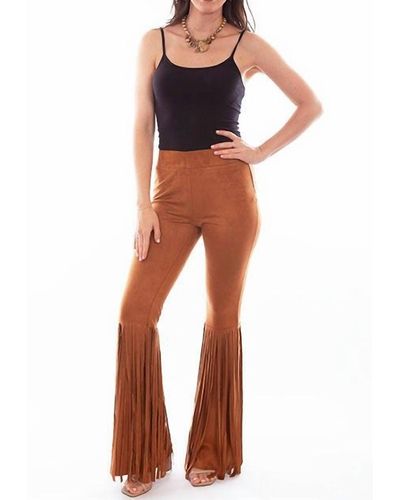 Scully Fringe Bell Bottom Pant In Camel - Brown