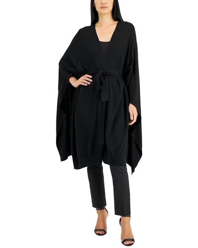 Donna Karan Cashmere Blend Cape Wrap Sweater - Black