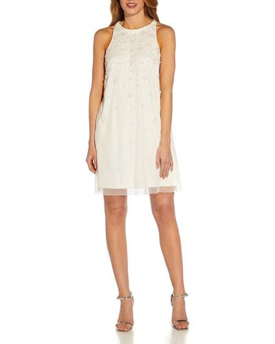 Adrianna Papell Floral Embellished Cocktail And Party Dress - White