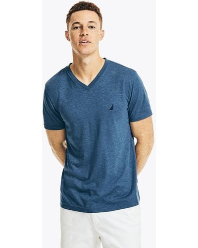 Nautica Heathered V-neck T-shirt - Blue