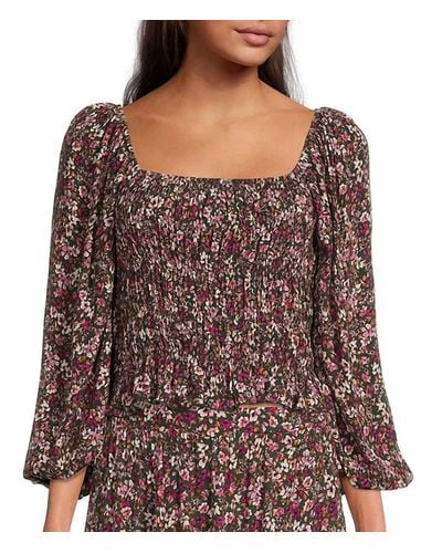 Lucy Paris Evelyn Smocked Top - Brown