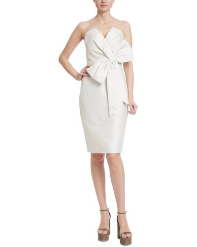 Badgley Mischka Strapless Bow Cocktail Dress In Ecru - White