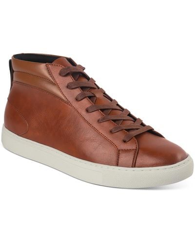 Alfani Jensen Faux Leather High-top Sneakers - Brown