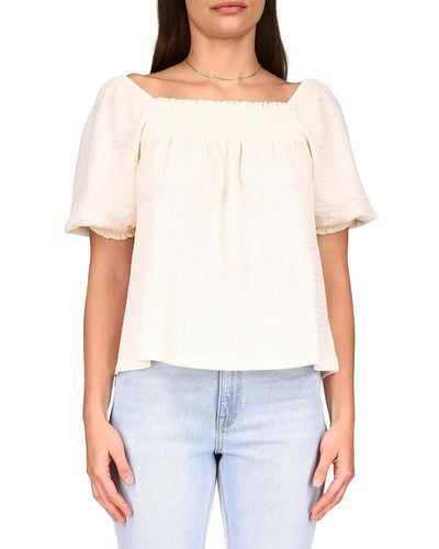 Sanctuary Smocked Puff Sleeves Peasant Top - White