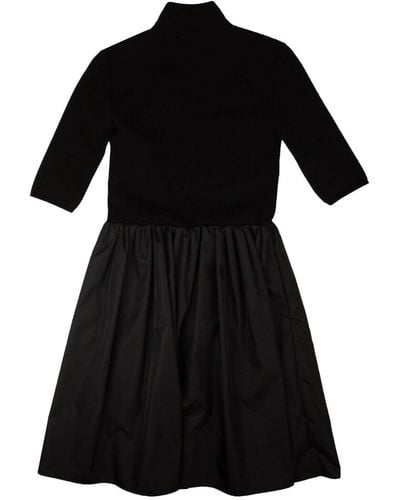 Prada Nylon And Knit Midi Dress - Black