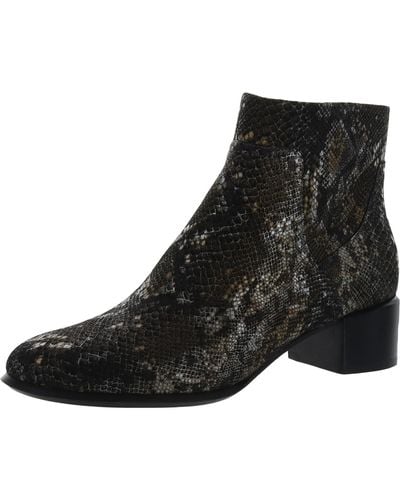 Vionic Kamryn Leather Snake Print Ankle Boots - Black