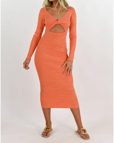 MINKPINK Fresco Twist Knit Dress - Orange