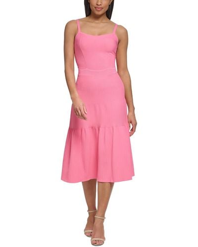 Donna Karan Ribbed Rayon Maxi Dress - Pink