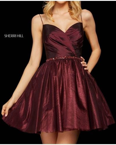 Sherri Hill Cocktai Ruched Dress - Purple