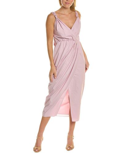 Rebecca Taylor Poplin Whisper Midi Dress - Pink