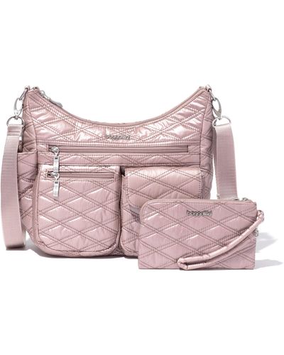 Baggallini Modern Everywhere Hobo Crossbody Bag With Wristlet - Pink