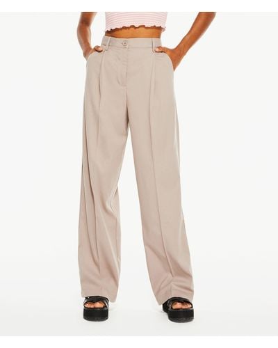 Aéropostale High-rise Pleated Twill Pants - Gray