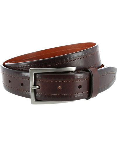 Trafalgar Wesley Covered Stitch Casual Leather Belt - Brown