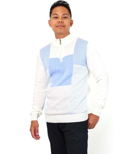 VELLAPAIS Santander Quarter Zip Sweater - White