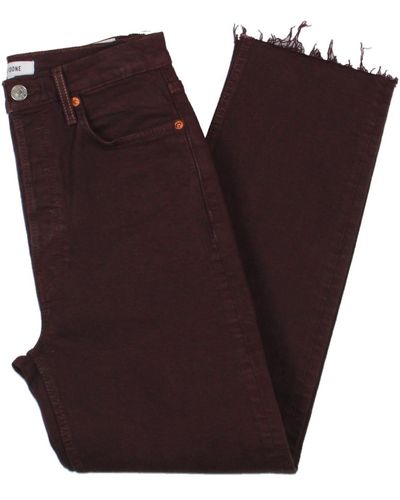 RE/DONE Stove Pipe Denim Cropped High-waist Jeans - Brown