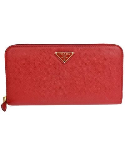 Prada Saffiano Leather Wallet (pre-owned) - Red