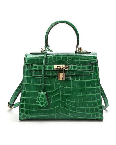 Tiffany & Fred Alligator Embossed Leather Grace Satchel - Green