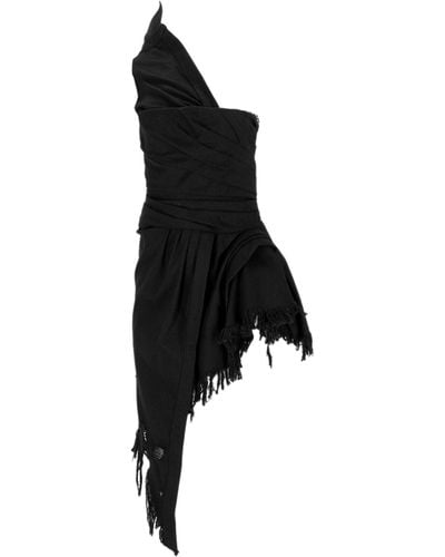 Alexander Wang Ruched One Shoulder Denim Dress - Black