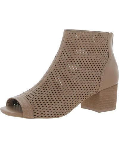 Kelsi Dagger Brooklyn Simone Leather Peep Toe Ankle Boots - Brown