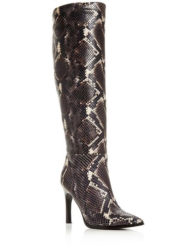 Sigerson Morrison Kailey Leather Square Toe Knee-high Boots - Black