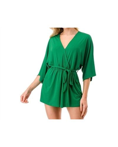 Ariella Kimono Sleeve Romper - Green