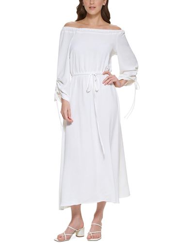 Calvin Klein Blouson Long Maxi Dress - White
