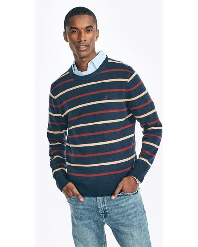 Nautica Sustainably Crafted Striped Sweater - Blue