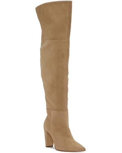 Vince Camuto Minnada Suede Side Zip Over-the-knee Boots - Natural