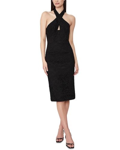 Bardot Riviera Lace Halter Cocktail And Party Dress - Black