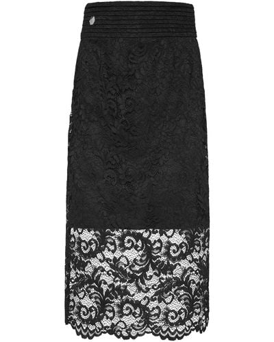Philipp Plein Long Skirt Lace - Black