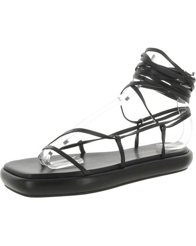 Ilio Smeraldo Geraldine 02 Leather Ankle Tie Flatform Sandals - Black