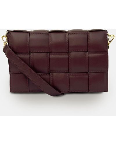 Apatchy London Padded Woven Leather Crossbody Bag - Purple