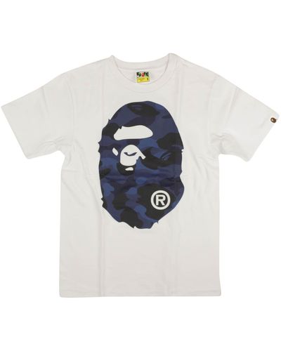 A Bathing Ape Blue Camo Logo Short Sleeve T-shirt