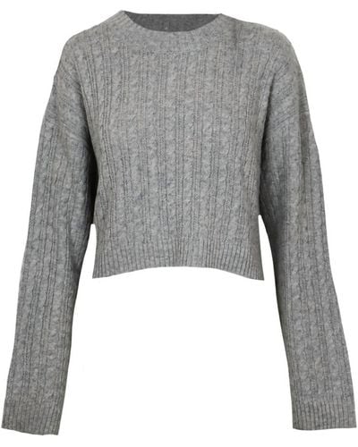 Lucy Paris Shay Cable Knit Sweater - Gray