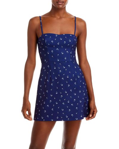 French Connection Floral Print Above Knee Fit & Flare Dress - Blue