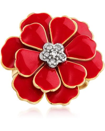 Ross-Simons Italian Red Enamel Flower Ring