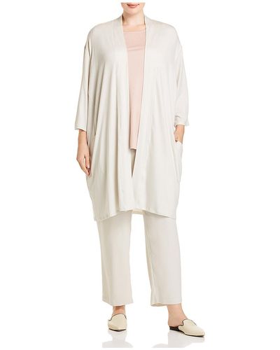 Eileen Fisher Plus Open Front Cardigan Top - White